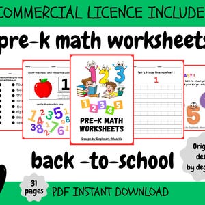 Summer Preschool & Kindergarten Activity Bundle | 31 Pages Printable Worksheets | Cut and Paste, Scissor Skills, Counting,, Coloring