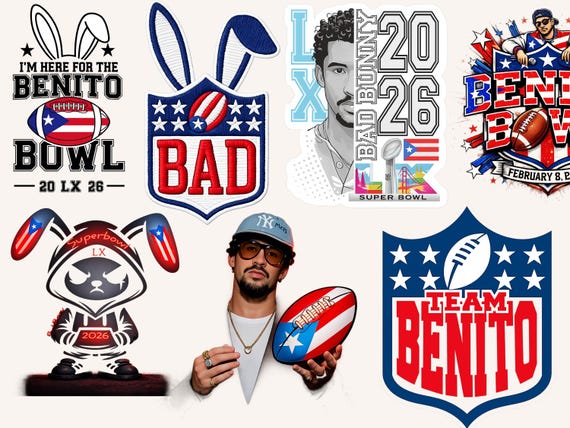 Bunny Bowl Png Svg, Team Benito SVG, Bad Bunny Football, Team Benito Football Logo SVG, Football Bowl Halftime Show, Football Fan Gift