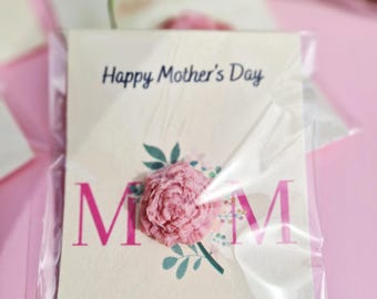 Carte de savon rose rose faite main - Cadeau floral parfumé à la glycérine pour la Fête des Mères