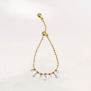 Anillo de cadena con diamantes flotantes en oro macizo de 18 quilates, Au750. Anillo único y extremadamente brillante para mujer. Regalo de bodas para ella. Anillo de diamantes apilables.