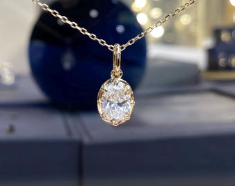 14K Gold Lab- grown Diamond Pendant 1ct , Minimalist Choker