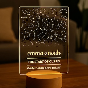 Custom star map by date, Star map night light, Personalized constellation map, Night sky by date