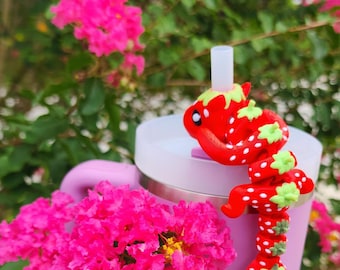 Strawberry Dragon Straw Topper – Cute Red Fruit-Inspired Drink Accessory