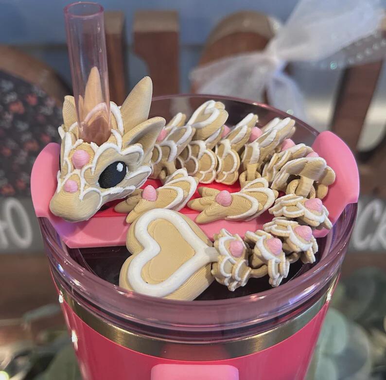 Heart Sugar Cookie Dragon Straw topper