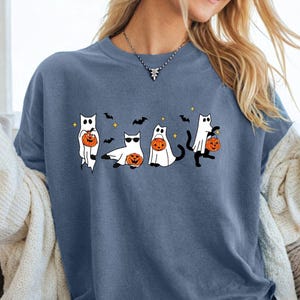 Komfort Сute Ghost Cat Shirt, Halloween-Katze Tshirt, Halloween schwarze Katze T-Shirt, Katzen-Liebhaber-Geschenk, Coole Ghost Cat Sweatshirt, lustige Ghost Cat Tee