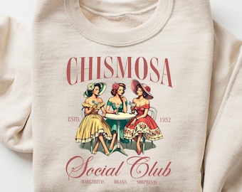 Chismosa Social Club-tröja, Latina Chisme-tröja, rolig present till Latina, trendig latinamerikansk luvtröja, retro mexikansk matchande outfit-tröjor