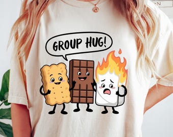 Shirt Group Hug Smore, grappig camping-T-shirt, T-shirt camping marshmallow, cadeau kampliefhebber, shirt kampleven, T-shirt vrienden camping, cadeau camper