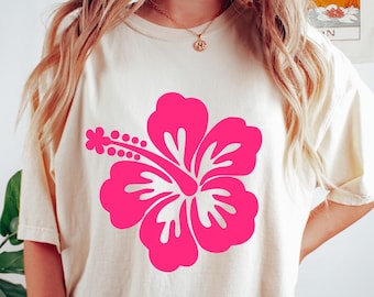 Retro Hibiscus Flower T-Shirt: Tropical Summer Crewneck