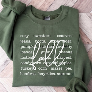 Fall Words Sweatshirt, Fall Cozy Women’s Tshirt, Fall Vibes Tee, Holiday Pumpkin Season Shirt, Thanksgiving Fall Gift, Autumn Fall Crewneck