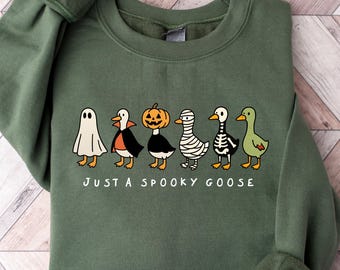 Comfort Halloween Funny Goose Sweatshirt, Just A Spooky Goose Tshirt, Halloween Goose Shirt, Skeleton Goose Graphic Tee, Spooky Season Gift
