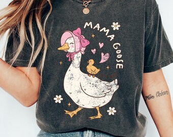 Mama Gans T-Shirt, Dumme Gans Mutter Sweatshirt, Ästhetisches Muttertags Shirt, Lustiges Mutter Geschenk, Muttertag Outfit, Trendy Mama Rundhalsausschnitt