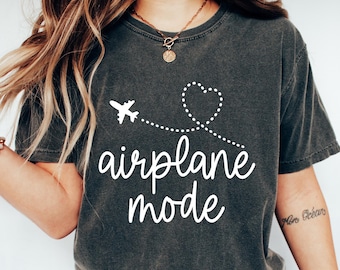 Sudadera con modo avión, camiseta cómoda de avión, camiseta de modo vacaciones, regalo para viajeros, camiseta divertida para introvertidos, cuello redondo de vacaciones en avión
