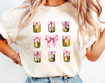 Konserverade pickles-tröja, retro komfort pickle-t-shirt, kokett pickle-tröja med glas, pickle-tröja med glas, pickle-älskare-gåva, söt pickle-tröja