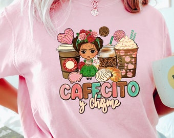 Cafecito and Chisme シャツ、Cafecito Y Chisme スウェットシャツ、かわいいラティーナ クルーネック、コーヒーと紅茶愛好家の T シャツ、スペイン系ヒスパニック ラテン系ギフト