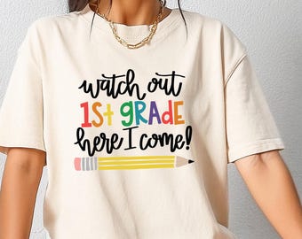 Shirt eerste leerjaar, meisjesshirt, terug naar school-shirt, eerste schooldag T-shirt voor meisje, cadeau 1e leerjaar, T-shirt 2e leerjaar, overhemd kleuterschool