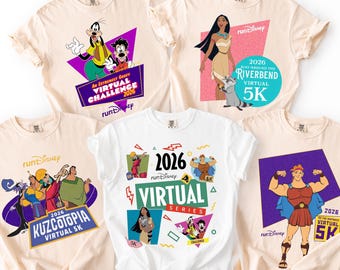 Bijpassend T-shirt Disney Virtual Series 2026, Goofy And Max hardloopshirt, Disney Virtual Race 5K T-shirt, Disney World Marathoner-tanktop