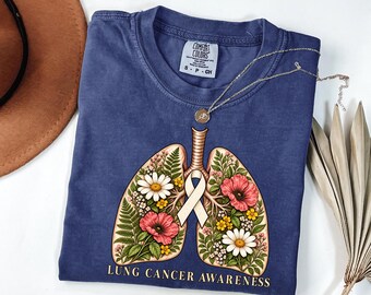 Comfort Colors® Lung Cancer Shirt, Botanical Lungs Tee, Cancer Warrior Gift, Lung Cancer Warrior Outfit
