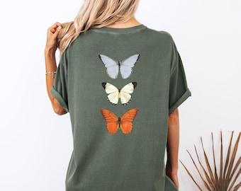 Comfort Colors® Vintage Butterfly Trio Shirt, Nature Butterfly Tshirt, Cottagecore Boho Top, Cute Nature Aesthetic Tee, Butterfly Lover Gift