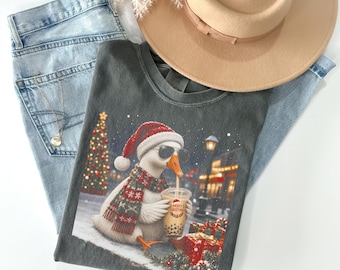 Comfort Colors® Christmas Goose T-Shirt, Funny Christmas Duck Shirt, Santa Goose Tee, Holiday Goose Outfit