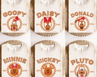 Disney pepparkaksjultröja, Disney familjematchande t-shirt, Musse Mimmi Pluto fånig jultröja, festkläder för högtider
