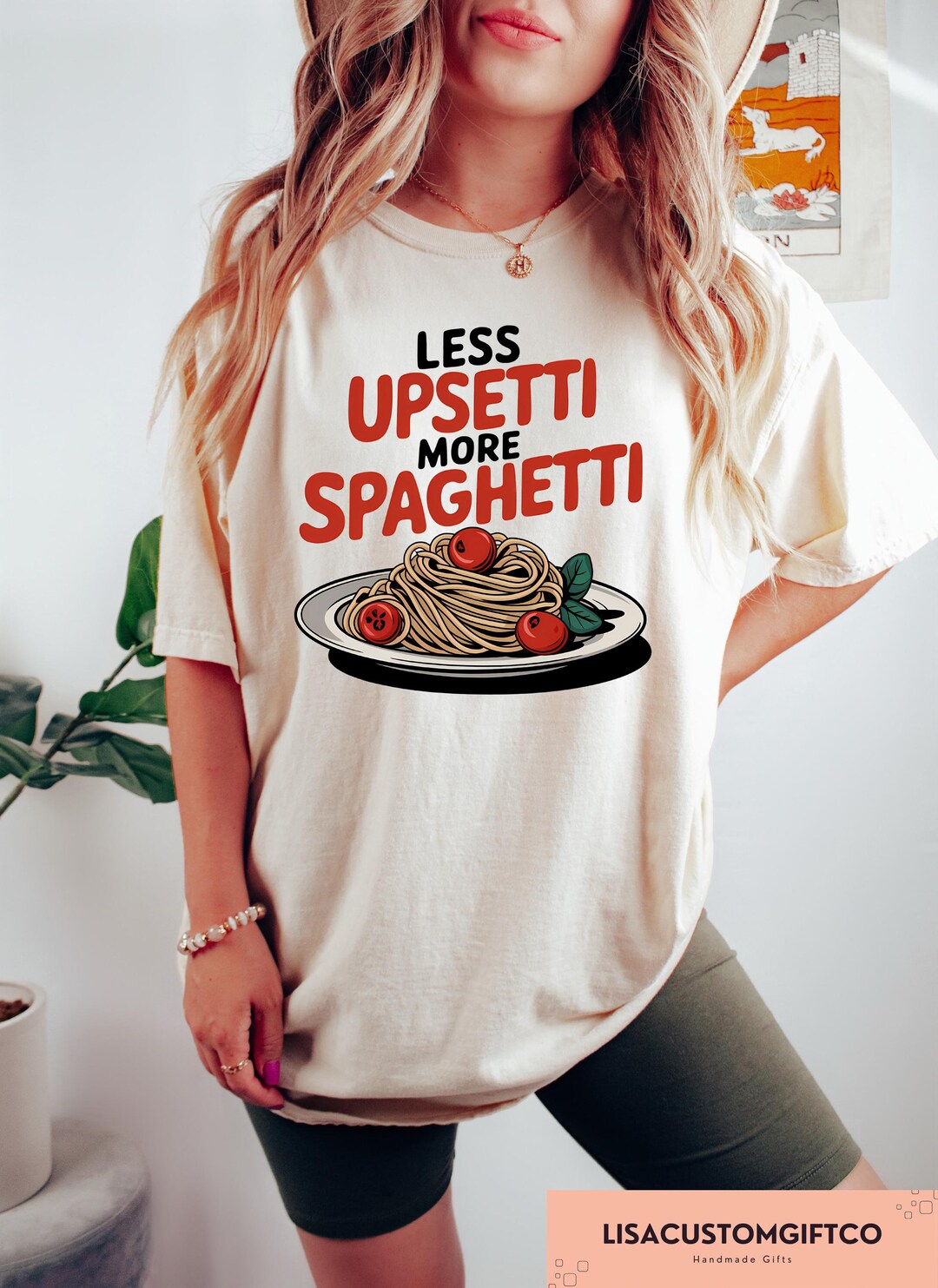 Less Upsetti More Spaghetti T-shirt, Funny Saying Food Shirt