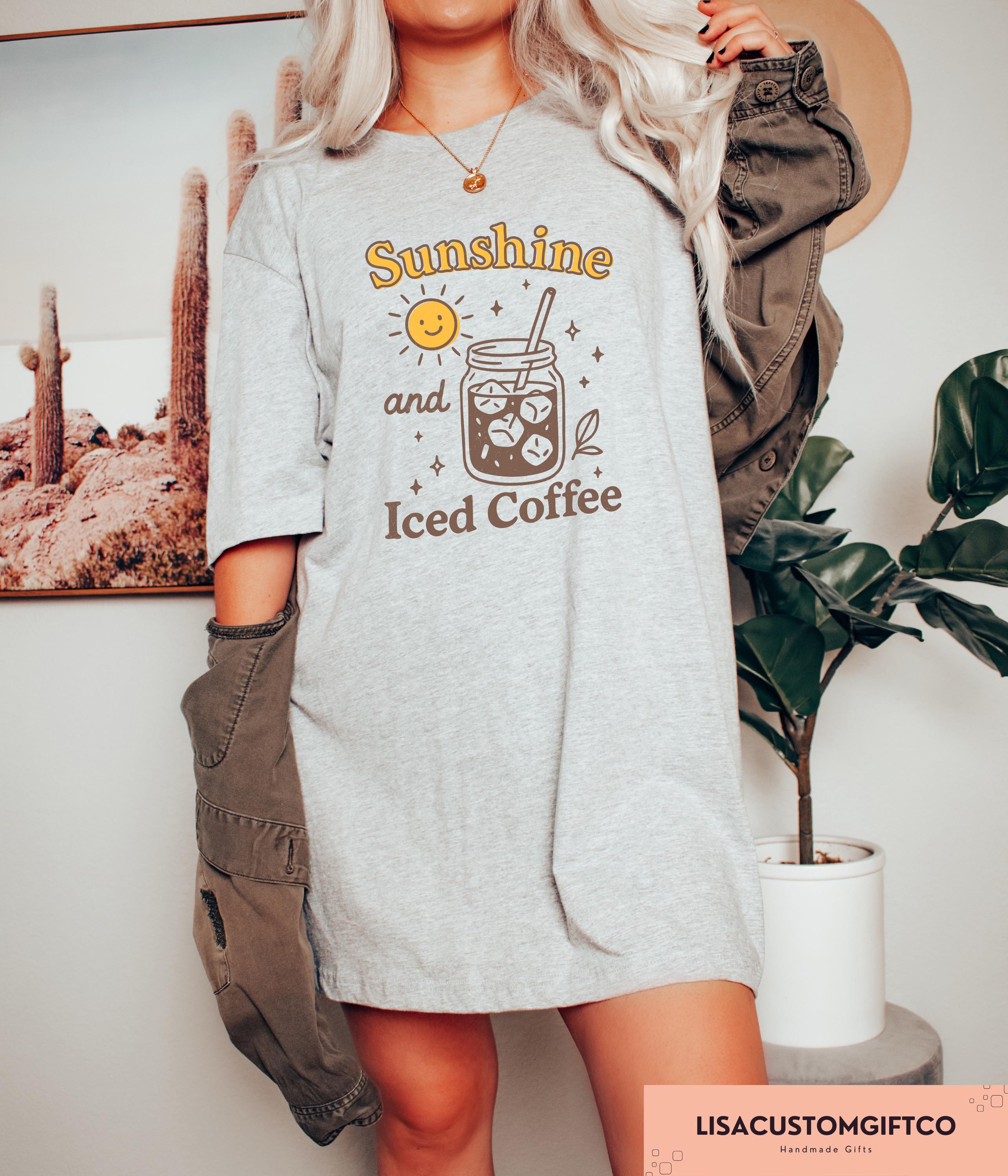 Iced Coffee and Sunshine T-shirt, Iced Coffee Shirt, Trendy Women