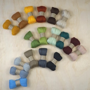 Corriedale Wool Tops Kit 18 colours 180g wool roving for needle and wet felting, spinning, weaving, great gift for wool lovers DHG