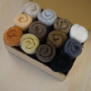 Felting Wool 12 Animal Colours Set 120/180g/300g for needle/wet felting  DHG Maori Wool Batts