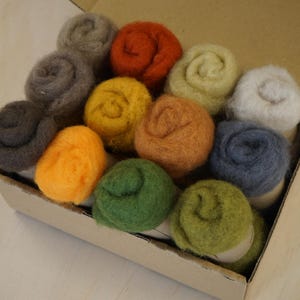 Felting Wool 12 Fall Colours Set 120/180g/300g for needle/wet felting  DHG Maori Wool Batts