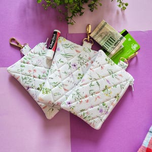 Minibolso acolchado, llavero, tarjetero pequeño, llavero monedero, tarjetero, monedero pequeño con cremallera, cartera para pintalabios