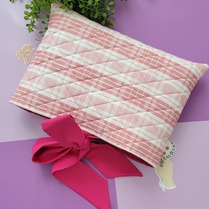 Pink Bow Quilted Bible Cover: Coquette Christian Gift