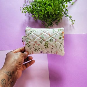 Quilted Mini Pouch, Keychain Wallet, Small Card Holder, Coin Purse Keychain, Card Holder Coin Purse, Small Zipper Pouch, Lipstick Wallet
