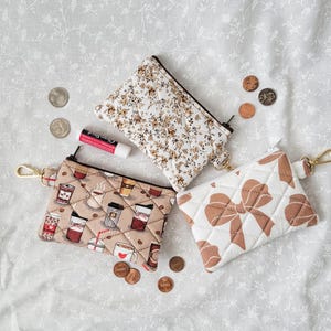 Monedero pequeño, monedero acolchado, llavero, funda para AirPods, tarjetero, estuche para lápiz labial, estuche con cremallera hecho a mano, monedero.