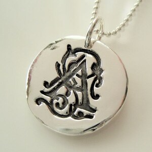 Flourish Initial, letter pendant, initial necklace, Sterling letter, Sterling Silver Pendant