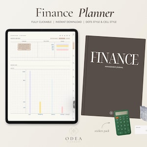 Planejador digital financeiro • Rastreador de orçamento mensal • Planejador mínimo para iPad • GoodNotes • ODEA