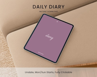 Digital Daily Journal Undated — Fillable Yearly Planner GoodNotes iPad Daily Diary PDF Notability Template