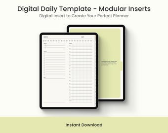 Digital Daily Planner Template — Undated Modular Insert GoodNotes iPad Clickable PDF Daily Page