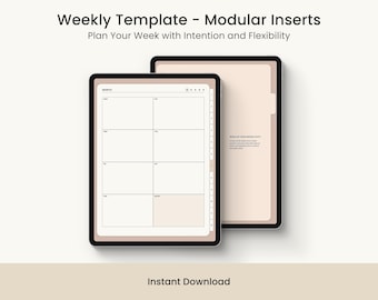Minimalist Undated Weekly Digital Planner — Modular Insert GoodNotes iPad PDF Notability Template
