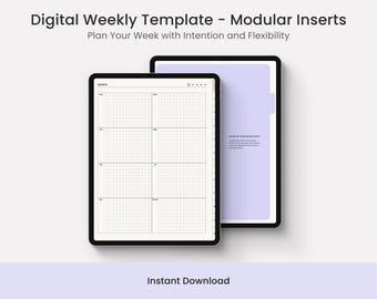 Digital Weekly Planner Template Undated — Modular Insert GoodNotes iPad Notability Weekly Page PDF