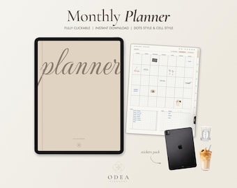 Monthly Digital Planner Undated • GoodNotes Notability iPad Hyperlinked Template (PDF Download)