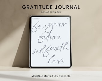 Gratitude Journal Digital Planner — Daily Affirmations Undated GoodNotes iPad Journal Mindfulness Notebook PDF