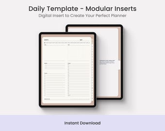 Digital Daily Planner Template — Undated Modular Insert GoodNotes iPad Clickable PDF Daily Page