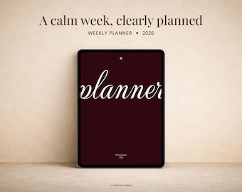 2026 Weekly Digital Planner – Calm Minimal GoodNotes Template (Digital Download)