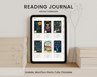 Digital Reading Planner — Book Tracker Journal GoodNotes iPad Hyperlinked Reading Log Notability PDF