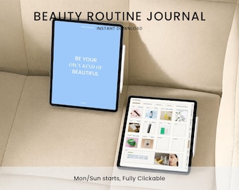 Beauty Routine Digital Journal — Skincare & Makeup Tracker GoodNotes iPad Undated Self-Care Planner PDF