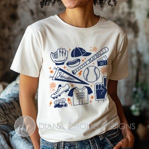 Houston Baseball T-Shirt: 100% Cotton Unisex Graphic Tees | White, Beige, Orange, Blue Shirts for Astros Fans