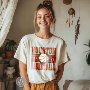 Maglietta grafica Houston Rockets NBA, maglietta vintage da basket Rockets, maglietta da basket Houston NBA, regalo per tifosi di basket Houston Rockets