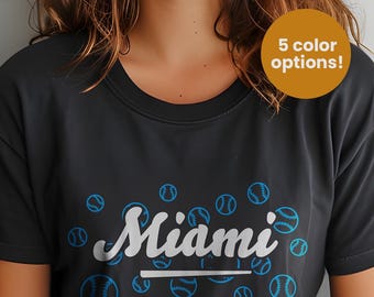 Miami Baseball Shirt 305 Sports Fan Gift Idea Vintage Unisex Tee Women Baseball Lover Clothing Retro Ballpark Apparel Classic Ballgame Top