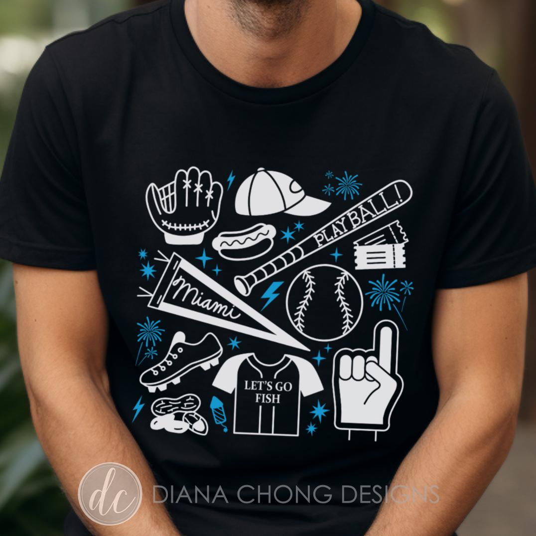 T-shirt Miami Marlins MLB – Homme Taille M, Gris, Manches Courtes, Occasion