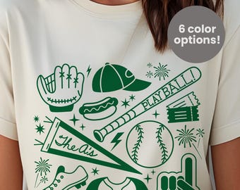 Oakland Baseball Shirt Vintage Sports Fan Gift Women Baseball Lover Tee Unisex Ballgame Tshirt Doodle Art Apparel Retro Sacramento Gear